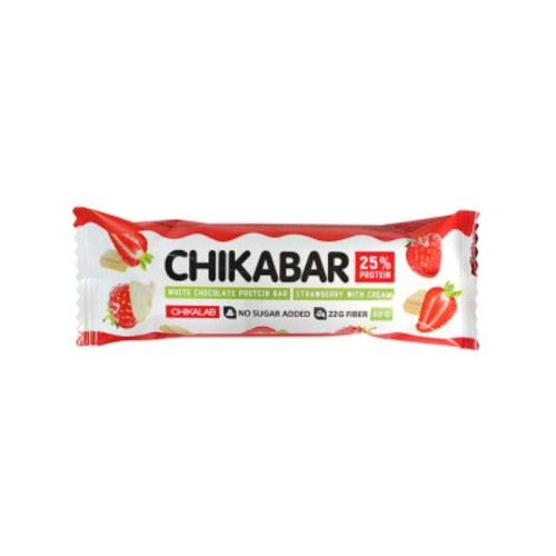 Chikalab Chikabar Protein Bar  батончик с начинкой  60g.  клубника со сливками