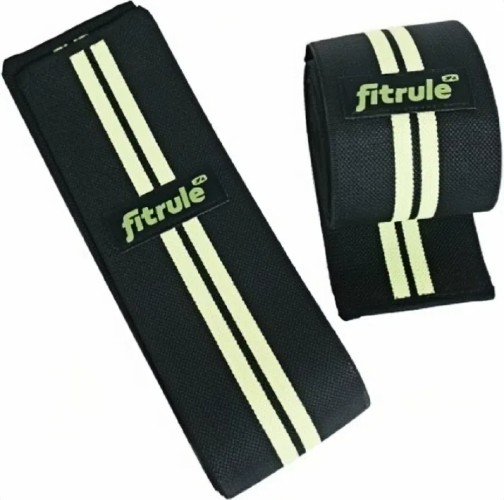 Бинты коленные FitRule черно-зеленый HARD (пара), 2 метра