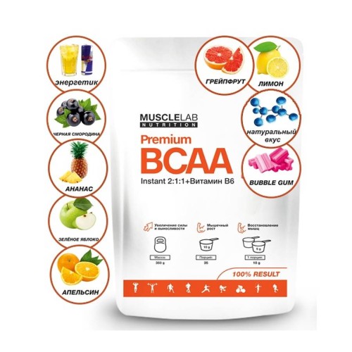 Musclelab BCCA 2:1:1 + Витамин B6 350gr вкус апельсин