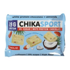 Chikalab ChikaSport 100g. Белый шоколад с миндалем и кокосовыми чипсами