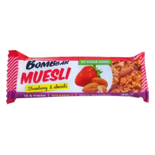 Bombbar  MUESLI мультизлаковый батончик 45гр клубника