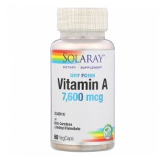 Solaray Vitamin A as Beta Carotene DF 60ct 7600mcg