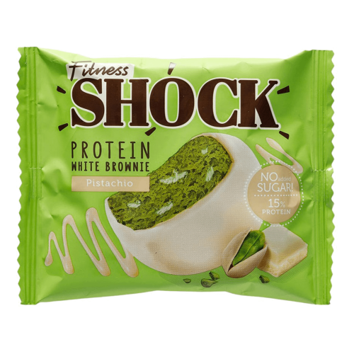 FitnesSHOCK Брауни 50 г "Брауни белый шоколад и фисташка"