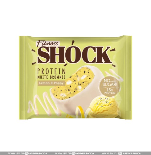 FitnesSHOCK Брауни 50 г "Брауни лимон-мак"