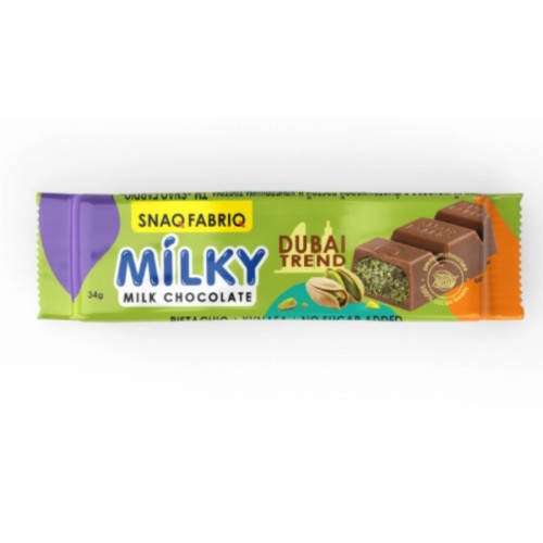 SNAQ FABRIQ MILKY молочный шоколад с фисташкой и хрустящим тестом 34гр