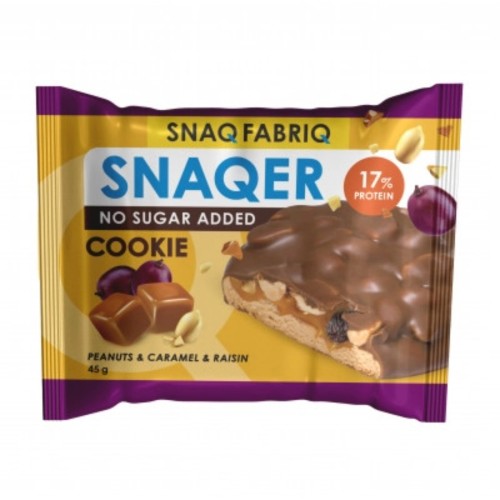 SNAQ FABRIQ Печенье глазированное Snaqer 45 г Арахис, изюм и карамель