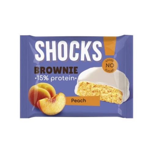 FitnesSHOCK Бисквит глазированный Брауни SHOCKS! 50 г "Брауни со вкусом персика"