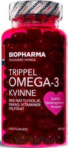 Biopharma Trippel OMEGA-3 Kvinne 120caps